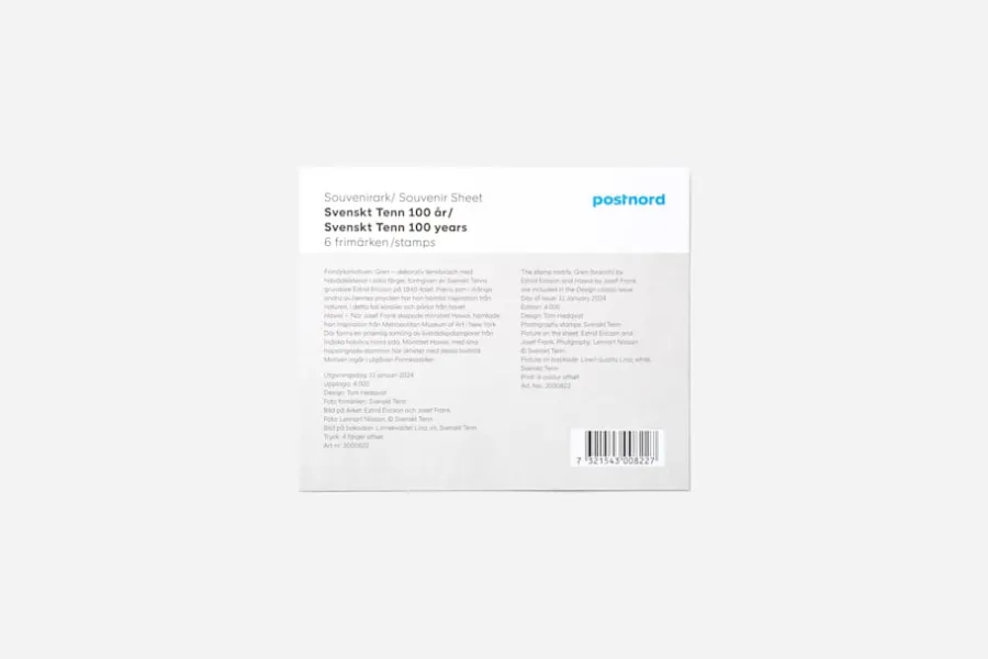 Tom Hedqvist Frimärken Souvenirark Svenskt Tenn* Block & Gåvokort