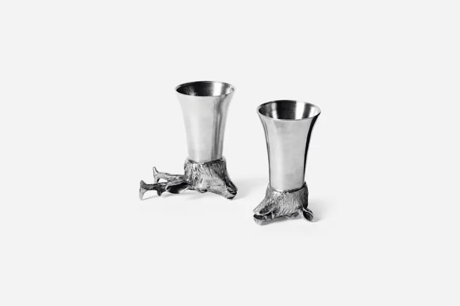 Le Potier dÉtain Snapsglas Hjort Vildsvin* Glas & Koppar|Dukningsdetaljer I Tenn