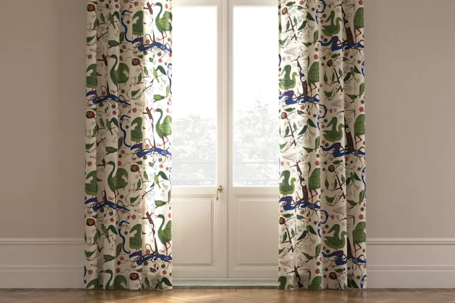 Josef Frank Textil Gröna Fåglar* Tyg På Metervara