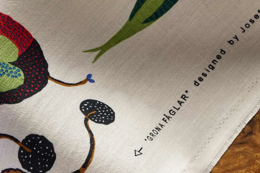 Josef Frank Textil Gröna Fåglar* Tyg På Metervara