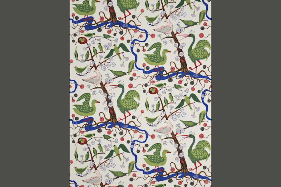 Josef Frank Tygprov Gröna Fåglar* Tygprover|Tyg På Metervara